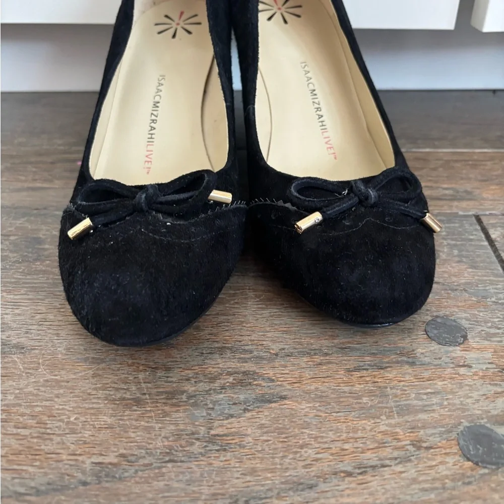 Isaac Mizrahi Elegant Black Suede Women's Wedge Shoes Size 7 - Picture 6 of 6